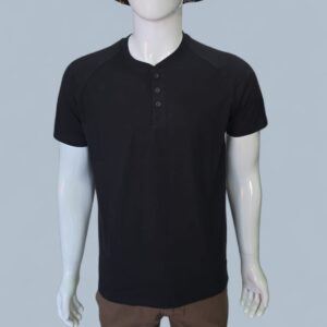 CAMISETA JHONNY COTTON, NEGRO / MANGA CORTA