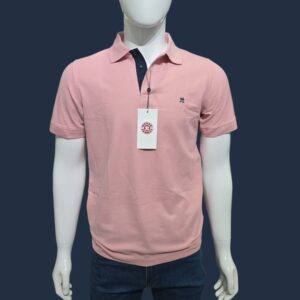 CAMISETA POLO ROSA PASTEL, JHONNY COTTON, MANGA CORTA