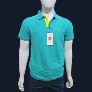 CAMISETA POLO AZUL AQUA, JHONNY COTTON, MANGA CORTA